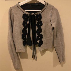 Vintage Reversible Tie-Up Wool Flower Cardigan